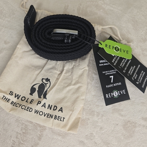 Swole Panda Woven Belt Size Large Black - Picture 2 of 11